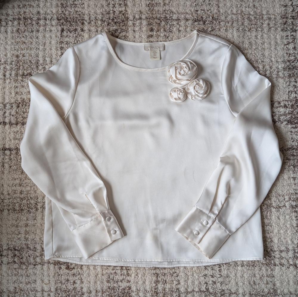 Cynthia Rowley Cream Blouse with Floral Details